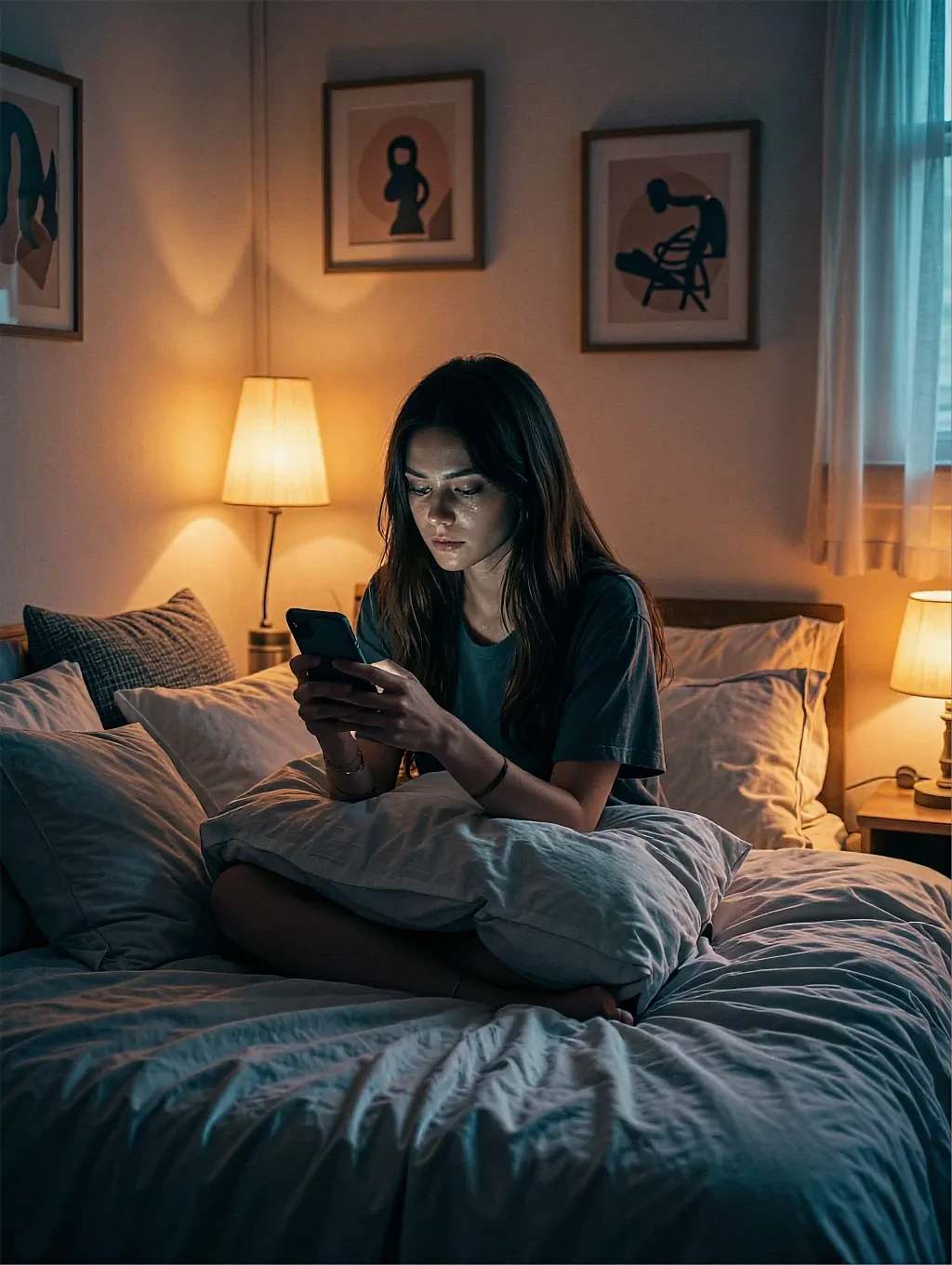 Fictional AI character in the club's free tier, messaging from bed after midnight